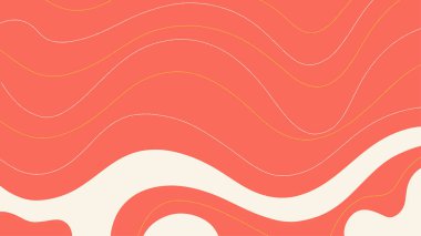 Çizgilerle soyut kırmızı arkaplan ve akışkan şekil, kopyalama alanı ile zemin, vektör.