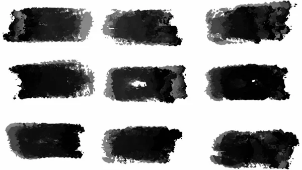 Set Pincel Negro Pintura Pinceladas Pincel Tinta Pinceles Líneas Elementos — Archivo Imágenes Vectoriales