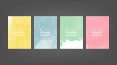 Poster, broşür veya el ilanı, suluboya posterler, el ilanları veya kartlar için renkli vektör arkaplan seti. Sancak şablonu.