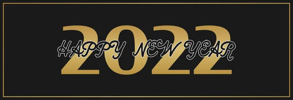 Szczęśliwego Nowego Roku 2022 Elegancki Złoty Tekst Czarnym Tłem Szablon — Wektor stockowy