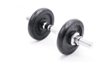 Dumbbell beyaz arkaplanda izole edildi.