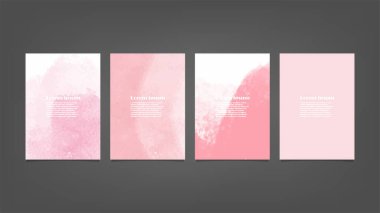 Poster, broşür ya da el ilanı, suluboya posterler, el ilanları ya da kartlar için pembe vektör arkaplan seti. Sancak şablonu.