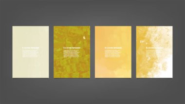 Poster, broşür veya el ilanı, suluboya posterler, el ilanları veya kartlar için sarı vektör arkaplan seti. Sancak şablonu.
