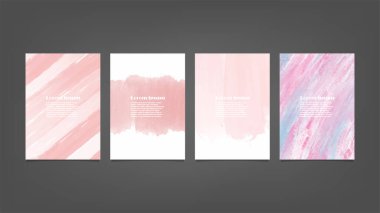 Poster, broşür ya da el ilanı, suluboya posterler, el ilanları ya da kartlar için pembe vektör arkaplan seti. Sancak şablonu.