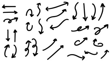 Elle çizilmiş oklar, sunum için elementler. ok karalama.