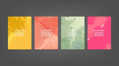Poster, broşür veya el ilanı, suluboya posterler, el ilanları veya kartlar için renkli vektör arkaplan seti. Sancak şablonu.
