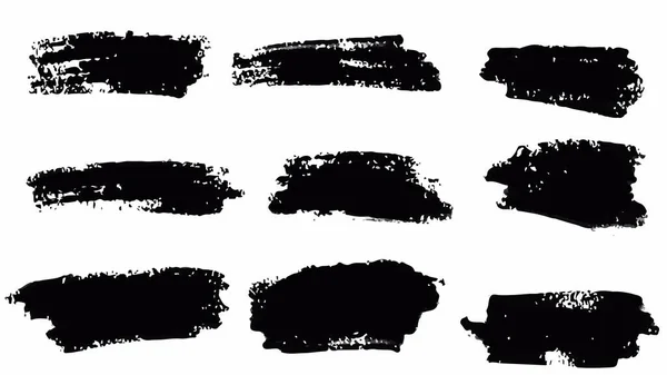 Set Black Brush Paint Ink Brush Strokes Brushes Lines Dirty — Stock Vector