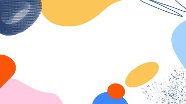 Renkli soyut arkaplan ya da çocuk parkı afiş tasarımı öğesi. Geometrik şekil, çizgi ve noktanın, 80 'ler-90' lar Memphis animasyonu tarzında renkli benekli modelini vektör kaplar.