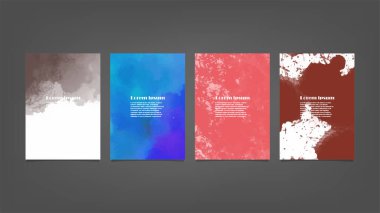 Poster, broşür veya el ilanı, suluboya posterler, el ilanları veya kartlar için renkli vektör arkaplan seti. Sancak şablonu.