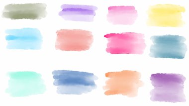 Pastel renkli suluboya fırça kümesi beyaz vektör üzerinde izole.
