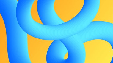 Akışkan şekilli soyut sarı ve mavi arkaplan modern konsept. Asgari poster. afiş, web, kapak, reklam panosu, broşür, sosyal medya, iniş sayfası için arkaplan.