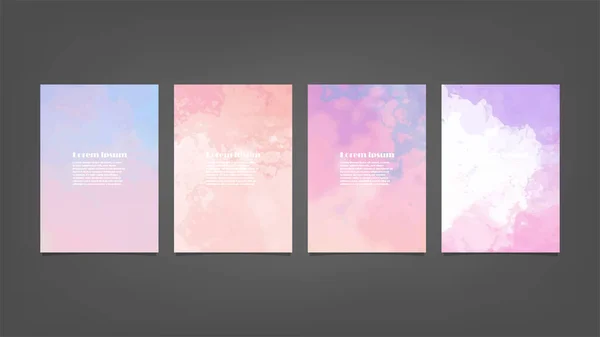 Set Pink Vector Watercolor Backgrounds Poster Brochure Flyer Bundle Watercolor — Stock Vector