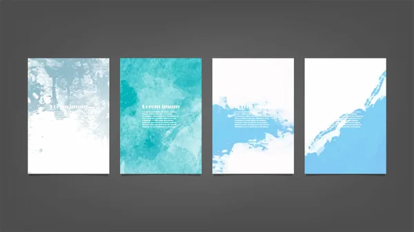 Ensemble Décors Aquarelle Vectorielle Bleue Pour Affiche Brochure Dépliant Paquet — Image vectorielle