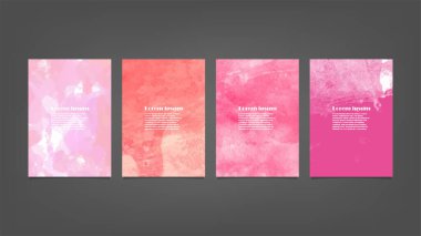 Poster, broşür ya da el ilanı, suluboya posterler, el ilanları ya da kartlar için pembe vektör arkaplan seti. Sancak şablonu.
