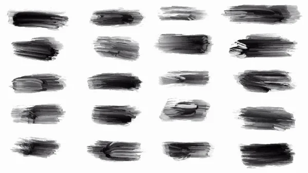 Set Black Paint Ink Brush Strokes Brushes Lines Dirty Artistic — Wektor stockowy