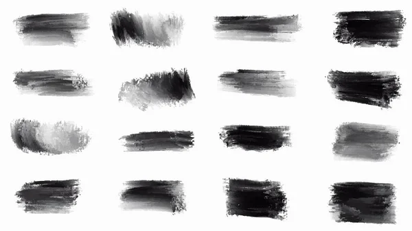 Set Black Paint Ink Brush Strokes Brushes Lines Dirty Artistic — Stockvektor