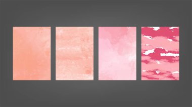 Poster, broşür ya da el ilanı, suluboya posterler, el ilanları ya da kartlar için pembe vektör arkaplan seti. Sancak şablonu.