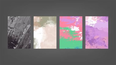 Poster, broşür veya el ilanı, suluboya posterler, el ilanları veya kartlar için renkli vektör arkaplan seti. Sancak şablonu.