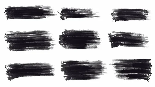 Set Black Paint Ink Brush Strokes Brushes Lines Dirty Artistic — Stockvector