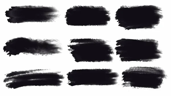 Набір Чорної Фарби Штрихи Чорнила Пензлі Лінії Брудні Художні Елементи — стоковий вектор