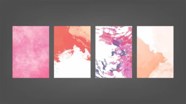 Poster, broşür ya da el ilanı, suluboya posterler, el ilanları ya da kartlar için pembe vektör arkaplan seti. Sancak şablonu.