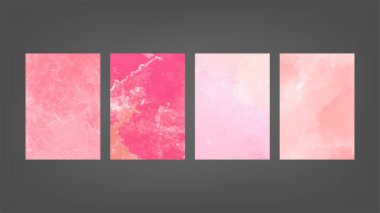 Poster, broşür ya da el ilanı, suluboya posterler, el ilanları ya da kartlar için pembe vektör arkaplan seti. Sancak şablonu.