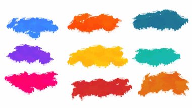 Poster, broşür veya el ilanı, suluboya posterler, el ilanları veya kartlar için renkli vektör arkaplan seti. Sancak şablonu.