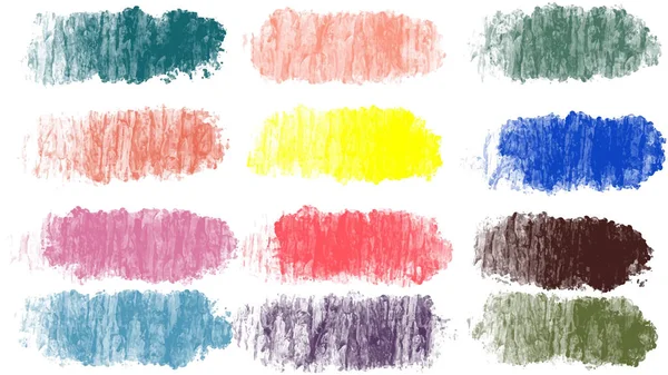 Ensemble Pastel Coloré Aquarelle Brosse Isoler Sur Blanc Vecteur — Image vectorielle