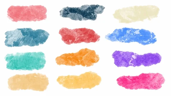 Ensemble Pastel Coloré Aquarelle Brosse Isoler Sur Blanc Vecteur — Image vectorielle