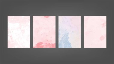 Poster, broşür ya da el ilanı, suluboya posterler, el ilanları ya da kartlar için pembe vektör arkaplan seti. Sancak şablonu.