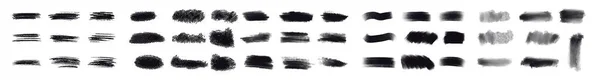 Conjunto Pintura Negra Pinceladas Tinta Pinceles Líneas Elementos Sucios Diseño — Vector de stock