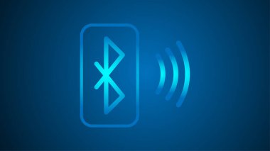 Siyah arkaplanda bluetooth neon ışığı, izole et. vektör.