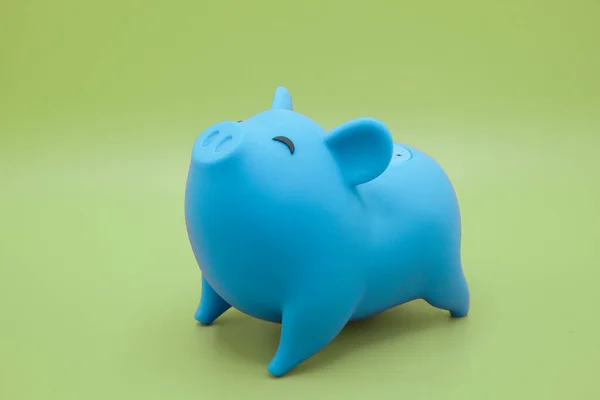 Piggy bank on green background. Finance, saving money concept.