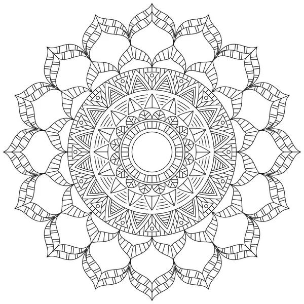 Levél Virág Szirom Színezés Mandala Art Egyszerű Grafikus Alak Vektor — Stock Vector