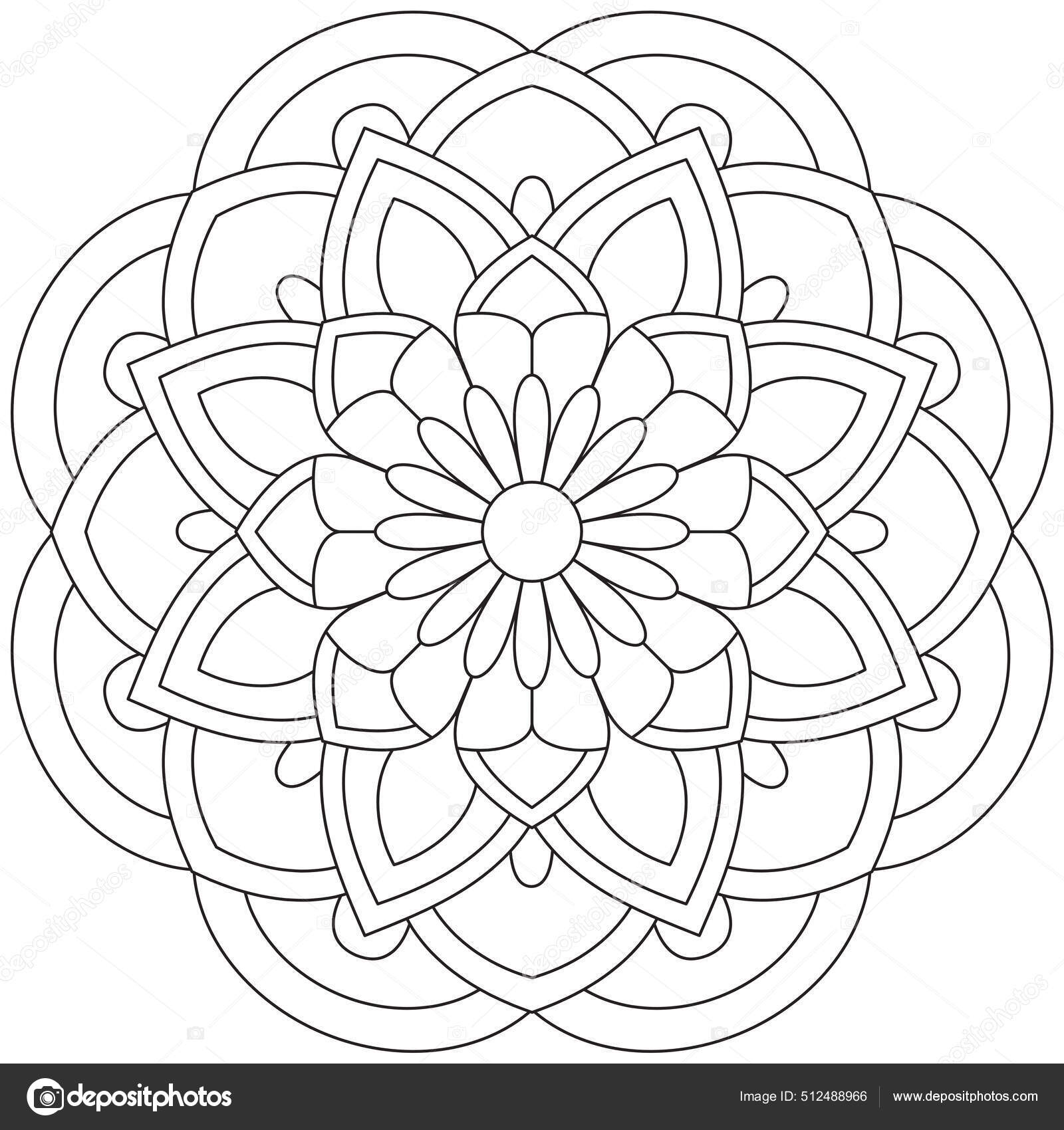 padrão de mandala de página para colorir. vetor de arte de linha mandala  flor decorativa. padrão de ornamento de mandala para colorir. elementos de  decoração árabe vintage. padrão de mandala preto e