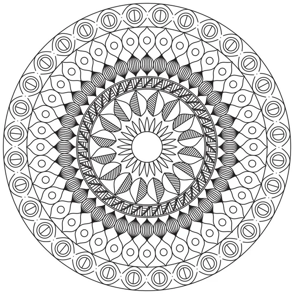 Levél Virág Szirom Színezés Mandala Art Egyszerű Grafikus Alak Vektor — Stock Vector