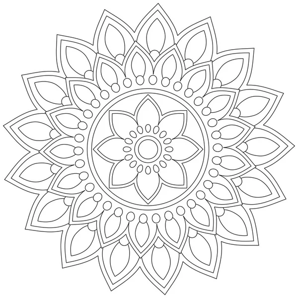 Hoja Flor Pétalo Colorear Mandala Arte Forma Gráfica Simple Vector — Vector de stock