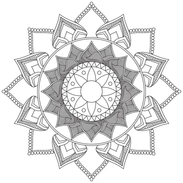 Hoja Flor Pétalo Colorear Mandala Arte Forma Gráfica Simple Vector — Vector de stock