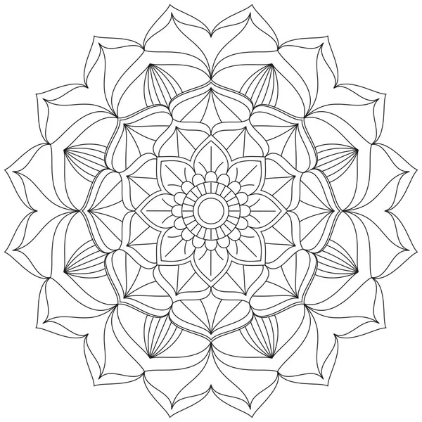 Folha Flor Pétala Colorir Mandala Arte Simples Gráfico Forma Vetor — Vetor de Stock