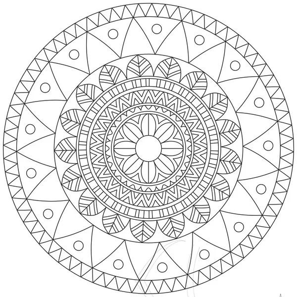 Hoja Flor Pétalo Colorear Mandala Arte Forma Gráfica Simple Vector — Vector de stock