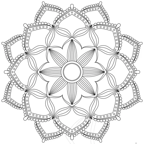 Bladblomst Petal Coloring Mandala Art Simple Graphic Shape Vector Floral – stockvektor