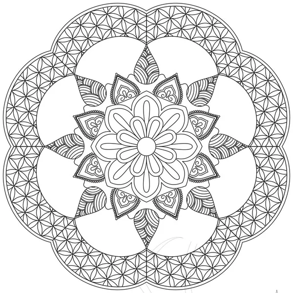 Levél Virág Szirom Színezés Mandala Art Egyszerű Grafikus Alak Vektor — Stock Vector