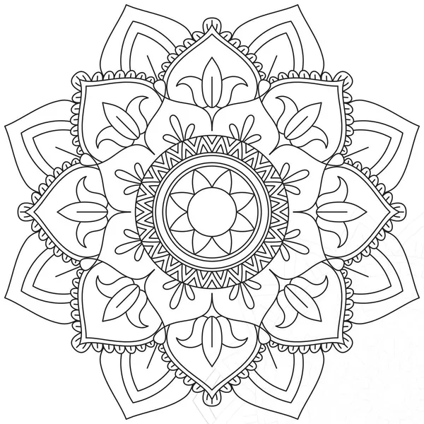 Hoja Flor Pétalo Colorear Mandala Arte Forma Gráfica Simple Vector — Archivo Imágenes Vectoriales