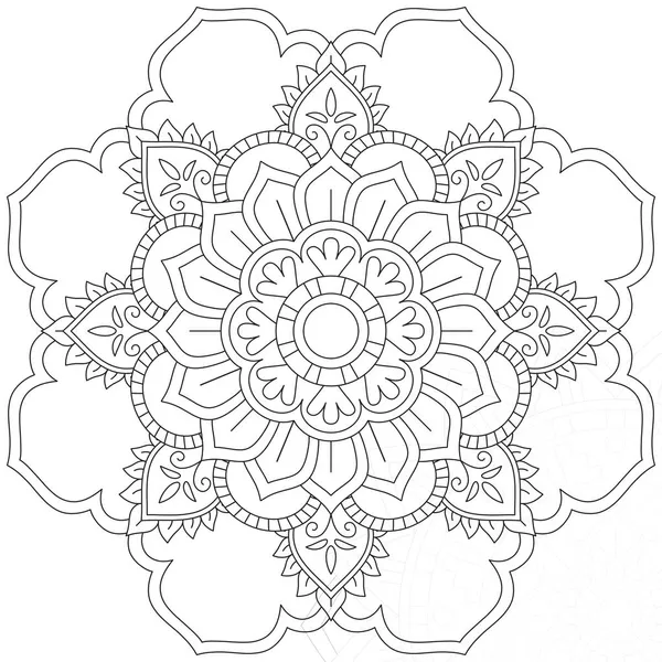 Kwiat Liści Fioletowy Kolorowanki Mandala Sztuka Prosta Grafika Kształt Wektor — Wektor stockowy