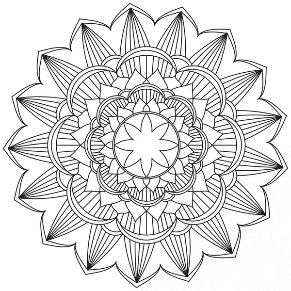 Foglia Petalo Colorazione Mandala Arte Forma Grafica Semplice Vettoriale Floreale — Vettoriale Stock