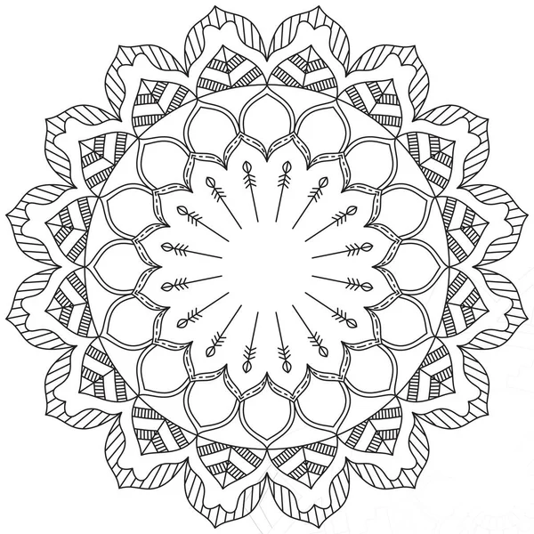 Foglia Petalo Colorazione Mandala Arte Forma Grafica Semplice Vettoriale Floreale — Vettoriale Stock