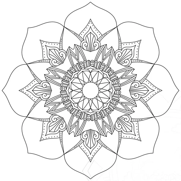 Hoja Flor Pétalo Colorear Mandala Arte Forma Gráfica Simple Vector — Vector de stock