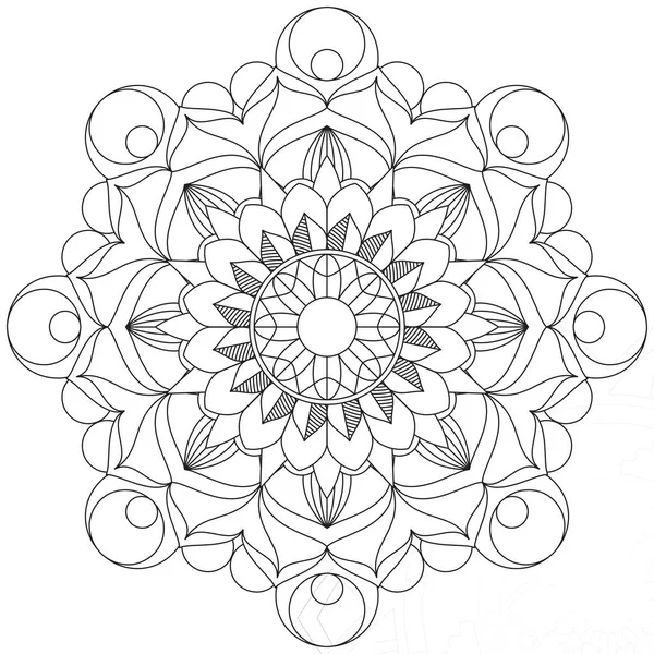 Foglia Petalo Colorazione Mandala Arte Forma Grafica Semplice Vettoriale Floreale — Vettoriale Stock