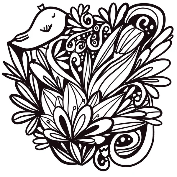 Квіти Птахи Ілюстрація Фон — стокове фото