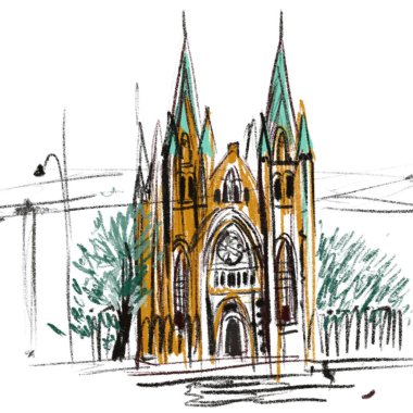 Eski Avrupa binası illüstrasyonu